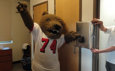 Touchdown the bear turns off a lightswitch