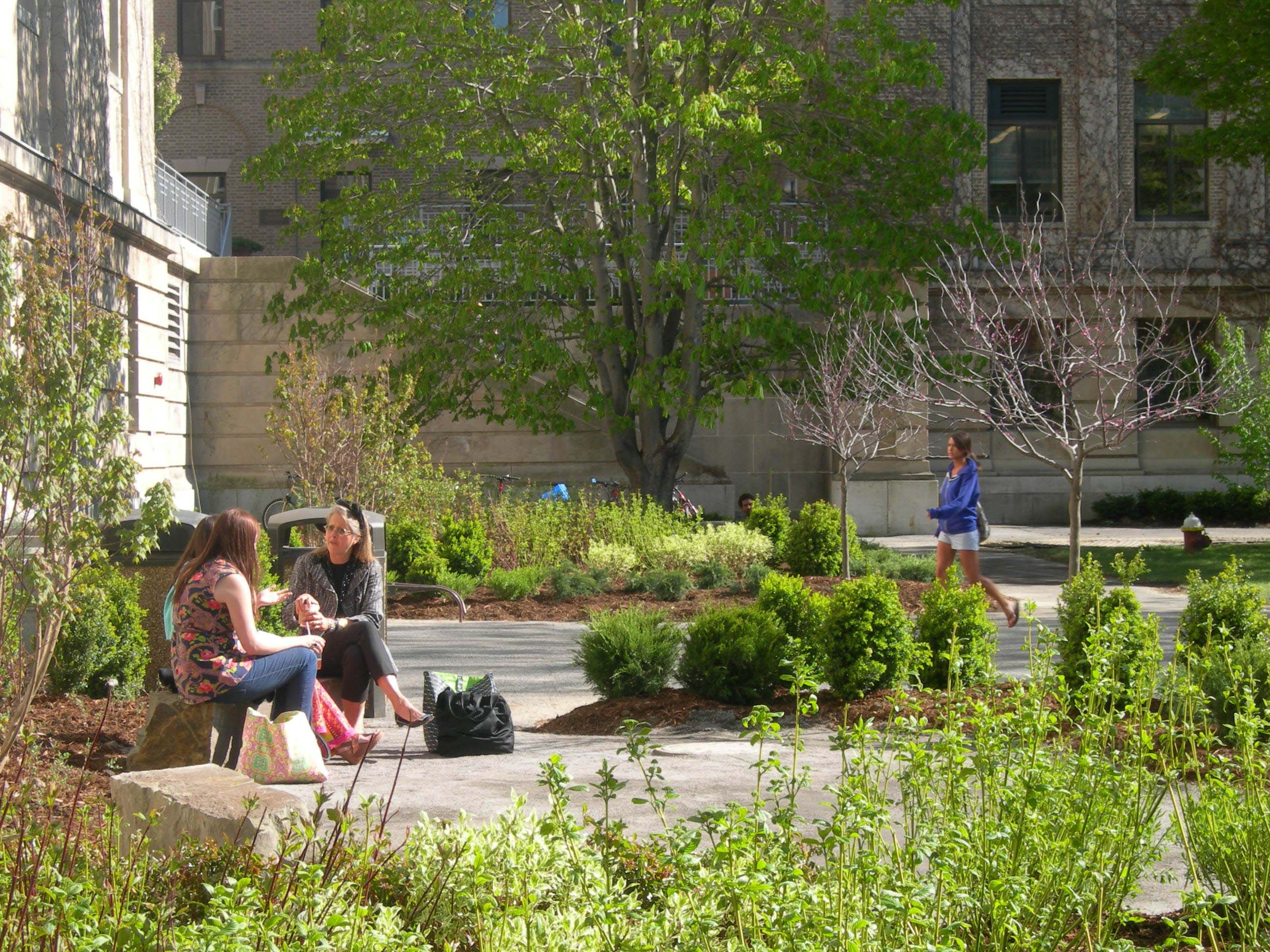 Mann Library entrance seating