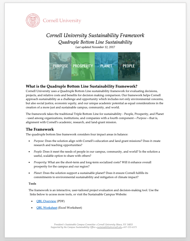 One Page Overview of Cornell QBL