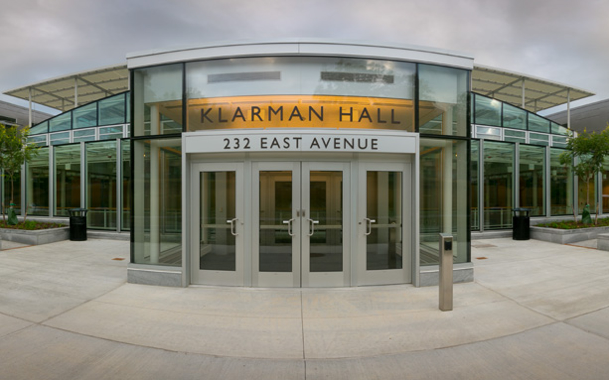 Klarman Hall entrance from Feeney Way