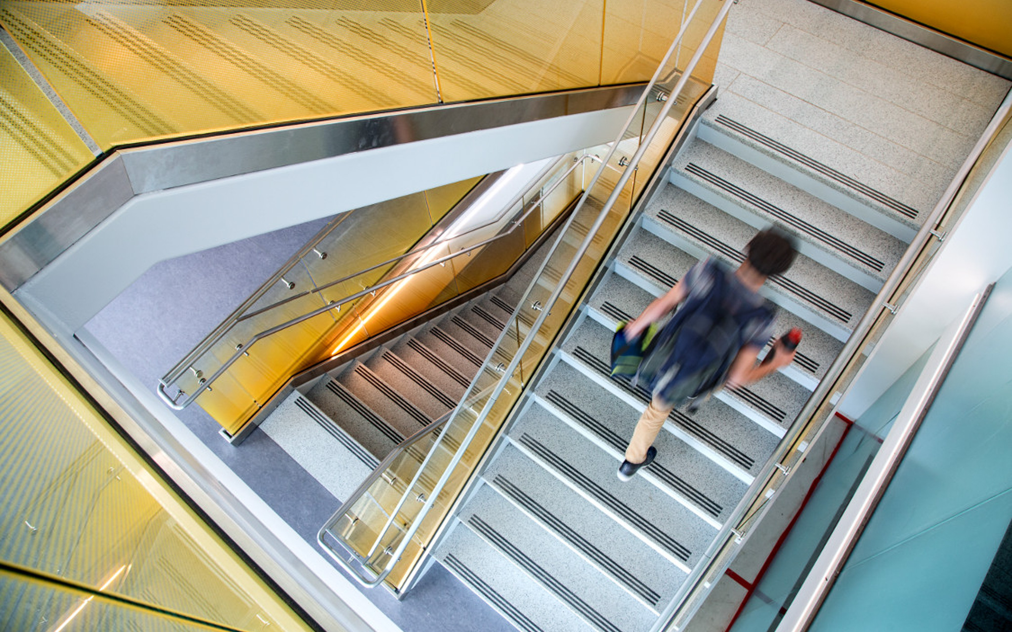 Bird's eye view of staircase in Upson Hall