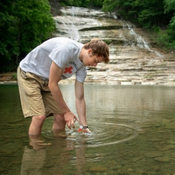 Testing water at Buttermilk Falls