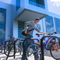 Student parking his bike