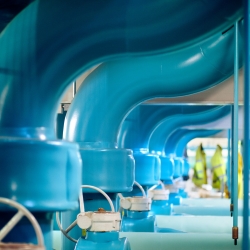 Lake Source Cooling pipes inside the central facility
