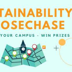 Advertisement for the Goosechase with image of map and application icon