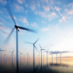wind turbines in the ocean