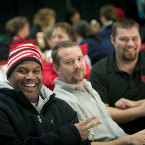 Building care staff at recognition event.