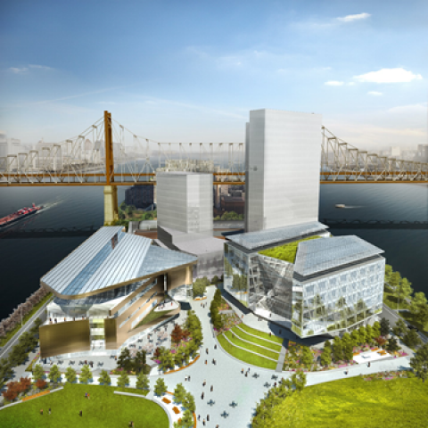 Overhead view of the cornell tech campus in Manhattan