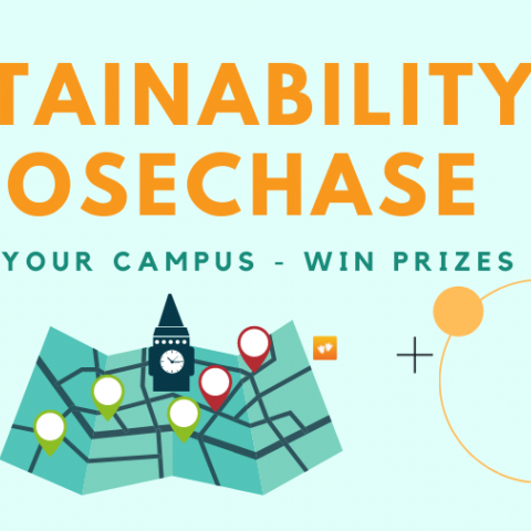 Advertisement for the Goosechase with image of map and application icon