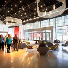 Students relax in the Human Ecology Commons