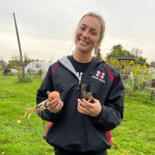 Emily working on a  farm