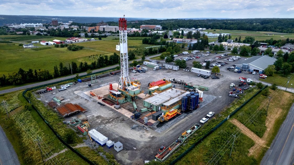Aerial view of the Cornell University Borehole Observatory site